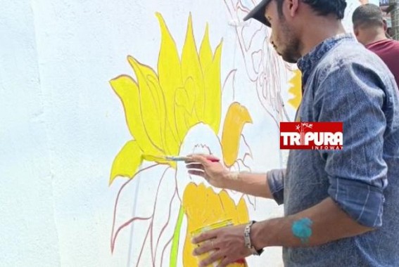 After forming this Govt Art College Students got work to make the City Agartala beautiful, thanked the ruling BJP Govt for providing work After forming this Govt Art College Students got work to make the City Agartala beautiful, thanked the ruling BJP Govt for providing work